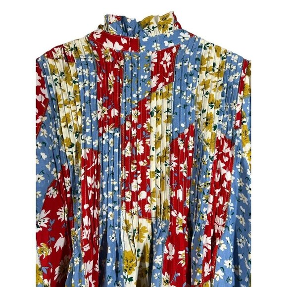 Love + Harmony Tunic Mini Dress‎ Women's Size S Floral Pintuck Button Front S/S - Picture 9 of 16